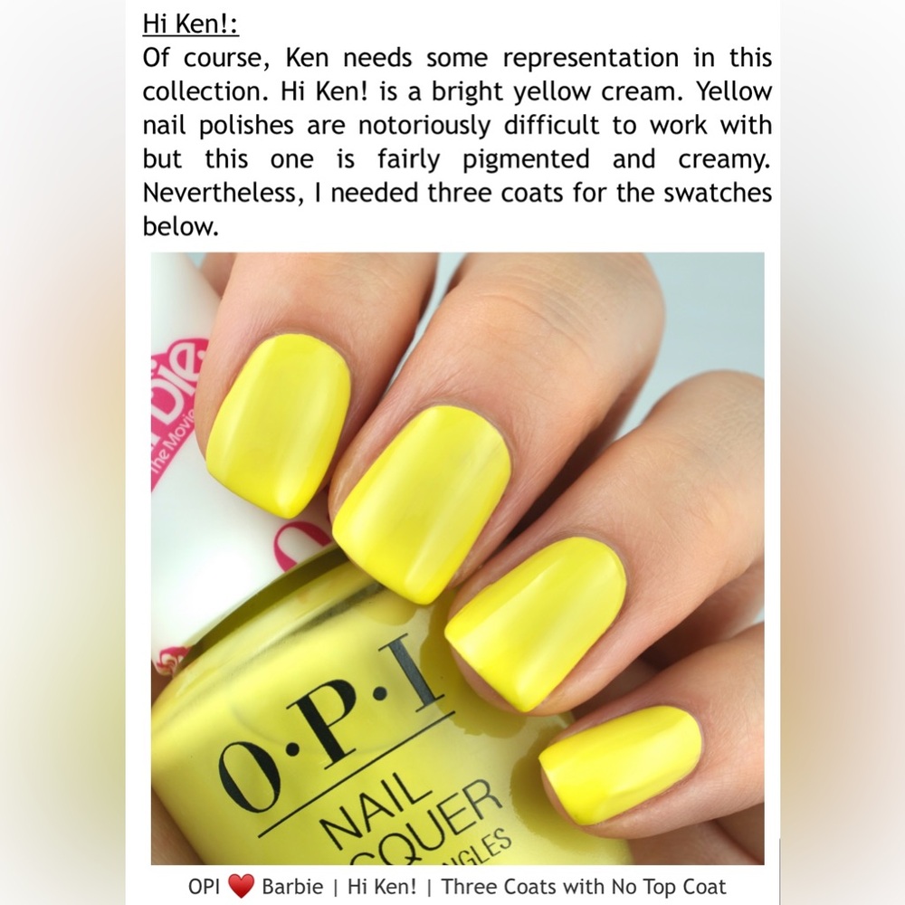 NEW OPI X Barbie Hi Ken! Vibrant Yellow